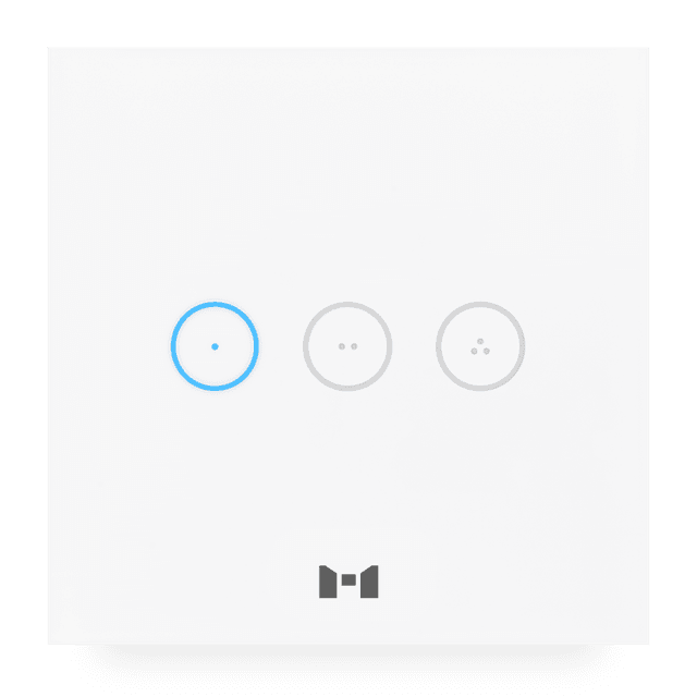 Touch Panel ذكية 4 قنوات بيضاء لؤلؤية أنيقة مع قناة واحدة مضاءة باللون الأزرق للإشارة إلى أنها قيد التشغيل