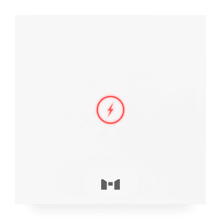 رسم ثنائي الأبعاد باللون الأبيض للوحة Power Panel الذكية من MTronic.